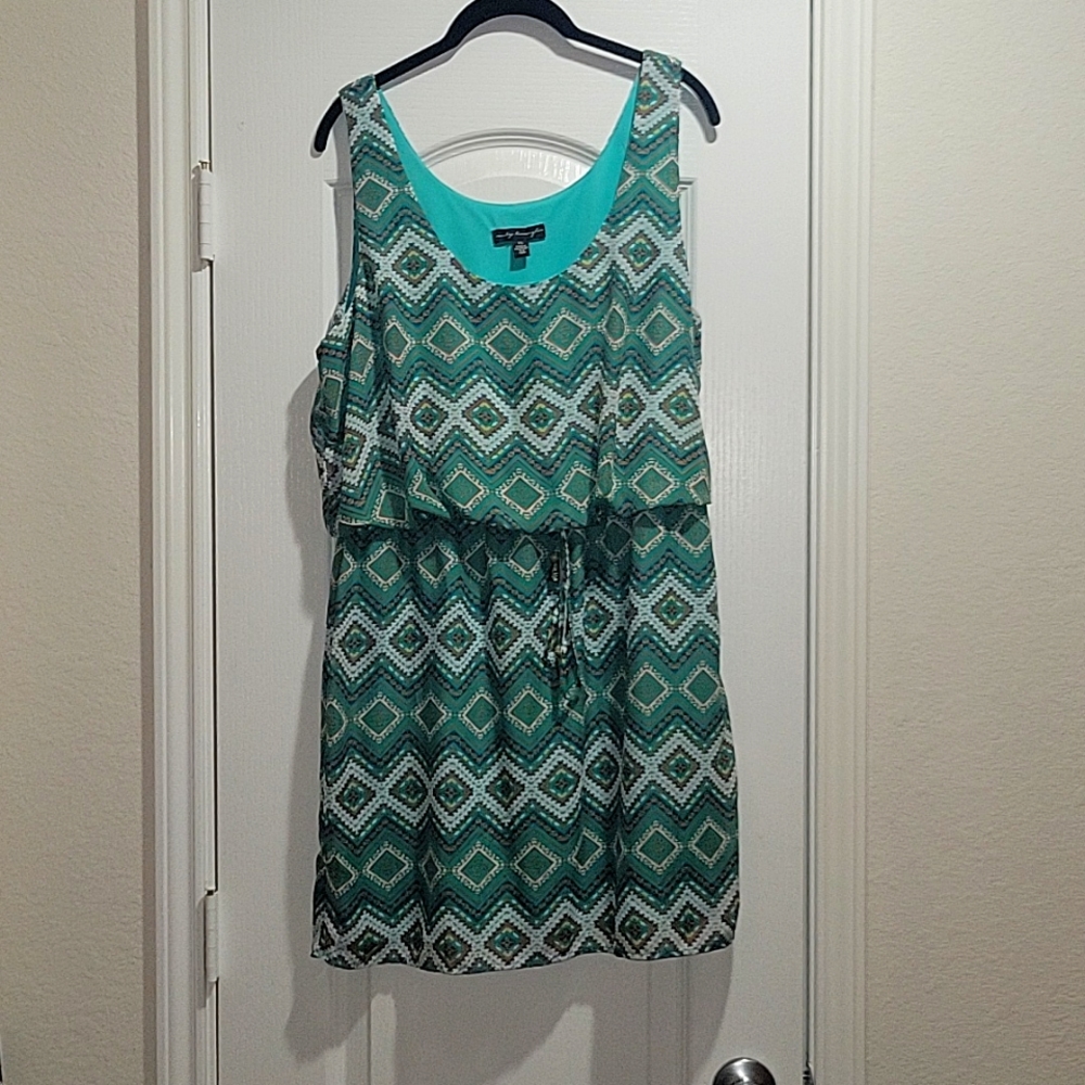 City Triangle Sleeveless Size XL  Green Multicolor Junior Dress